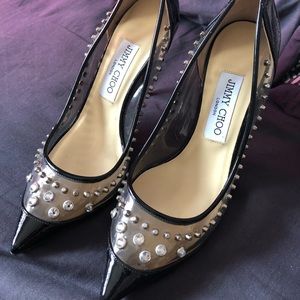 Size 37 Jimmy Choo black studded heels